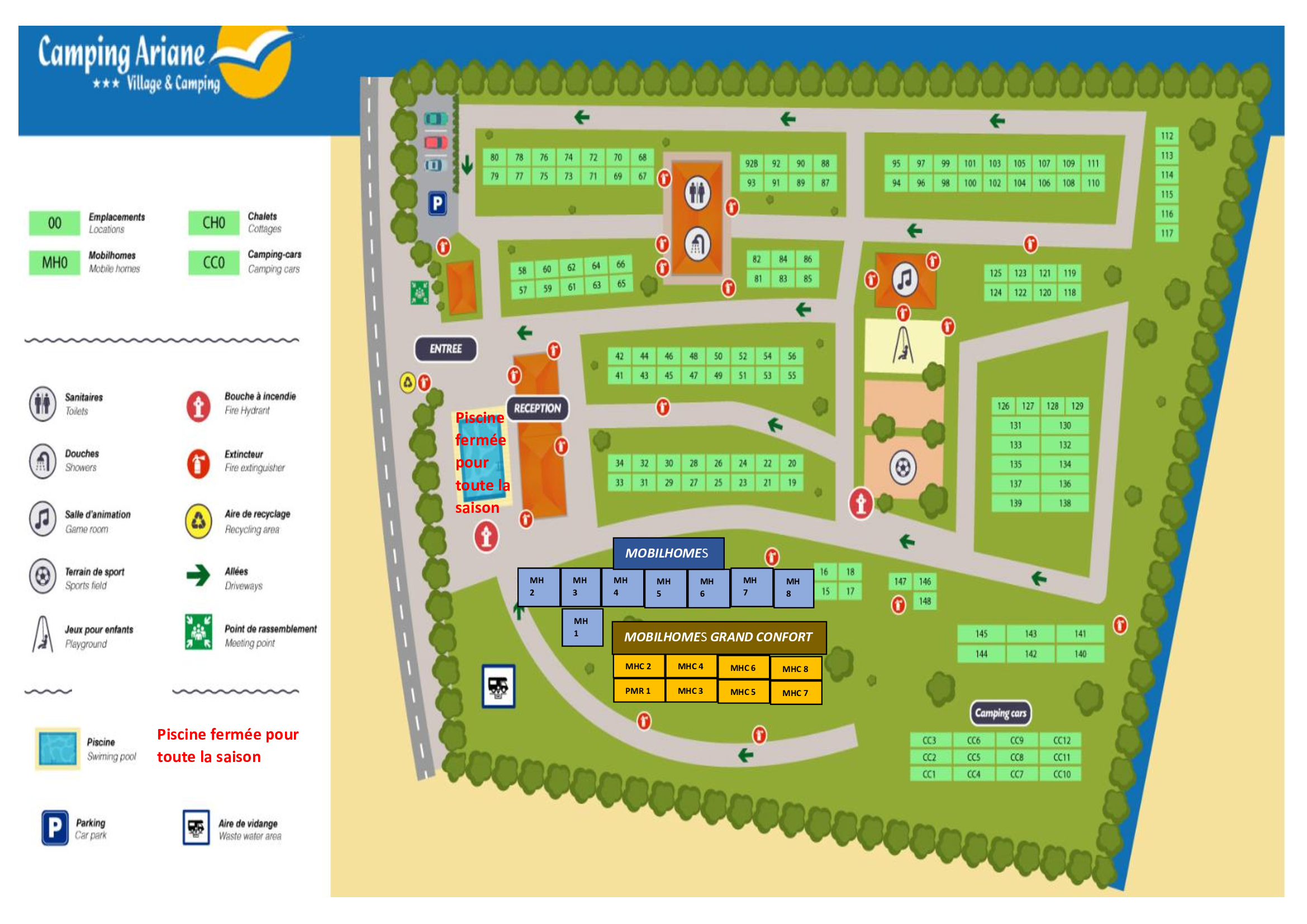 Plan du camping Ariane - Merville Franceville bord de mer